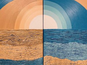 Картина текстурной пастой "Пустыня и океан" (фото)