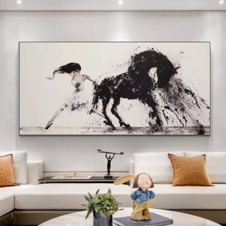 Картина маслом на холсте Элегантная Гармония - Девушка с Лошадью купить в подарок 