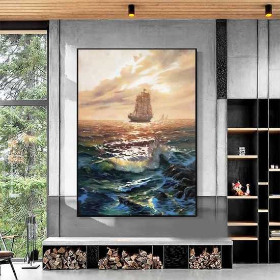 Картина маслом на холсте морской закат интерьерная картина на стену