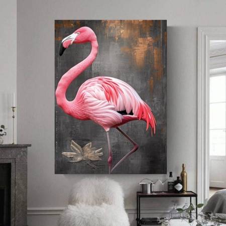 Картина маслом на холсте купить Розовый Фламинго - Грация и Элегантность картина в интерьер