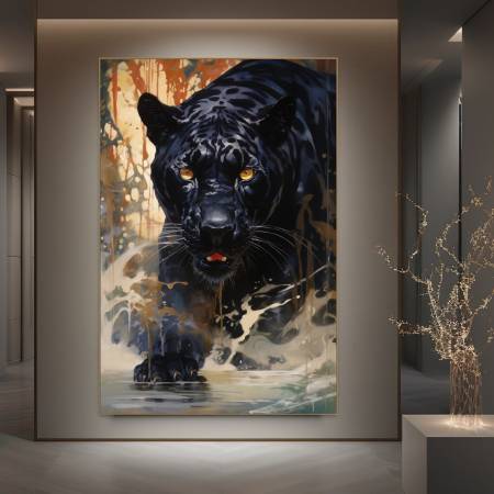 Картина маслом на холсте "Черная пантера"